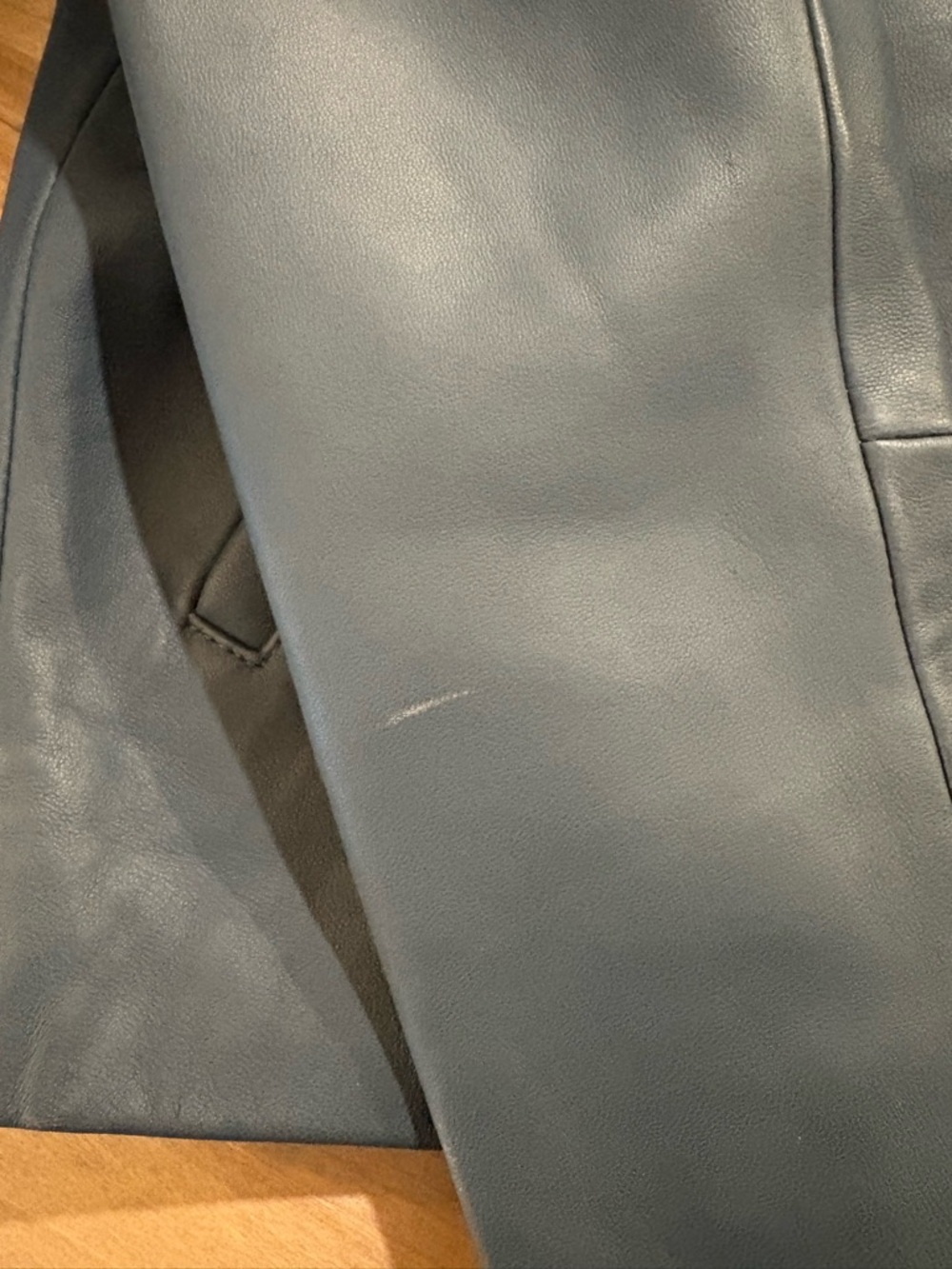 Everlane Modern Leather Zip Jacket with Classic Collar in Storm Blue - Picture 8 of 8